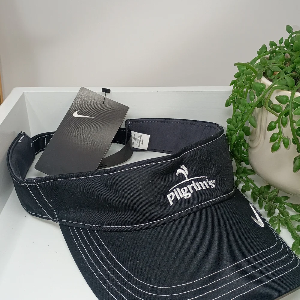 Nike Pilgrim's Black Adjustable Golf Visor Embroidered Swoosh Hat